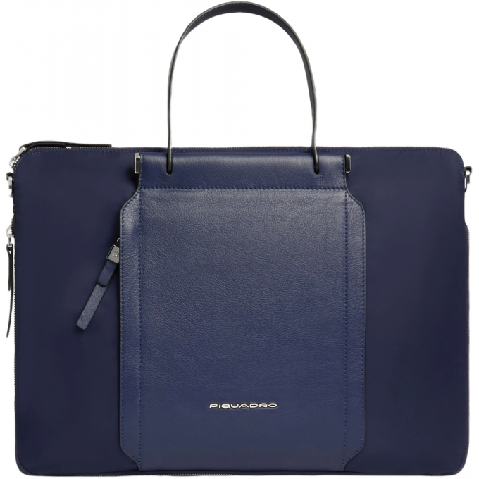 Деловая сумка женская PIQUADRO LYRA с отделением для ноутбука 15.6" темно-синяя натуральная кожа/нейлон CA4021W92T/BLU