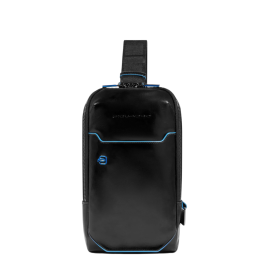 Рюкзак слинг мужской PIQUADRO BLUE SQUARE CA6898B2/N черный кожа
